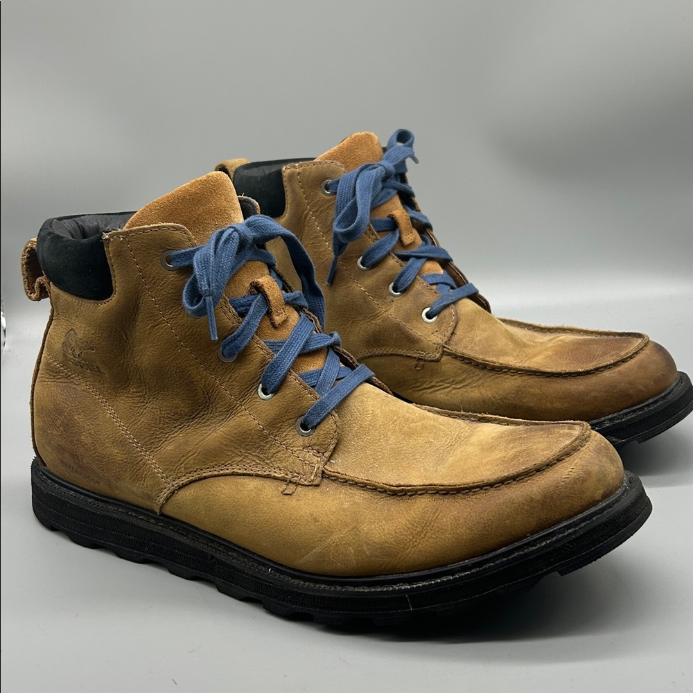 Sorel Madson Boots Tan Mens Size 13 Moc Toe Waterproof Leather